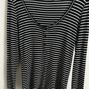 Black and White Striped Women's Top